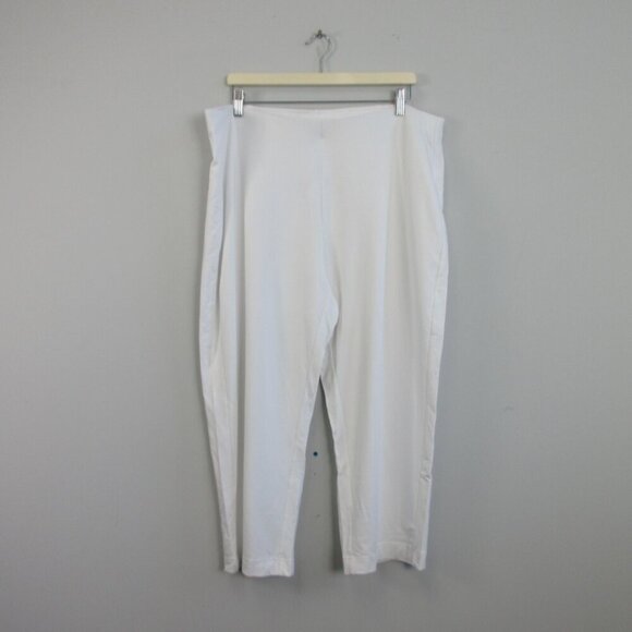 J Jill Slim Leg Cropped Pants Women 2X White Pima Cotton Rayon Casual Beach 338 - Picture 1 of 10